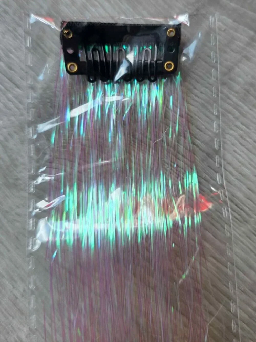 Iridescent Clip-In Hair Tinsel Extensions Set of 12